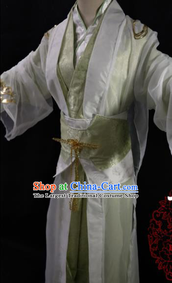 Traditional Chinese Cosplay Scholar Green Clothing Ancient Swordsman Costume for Men