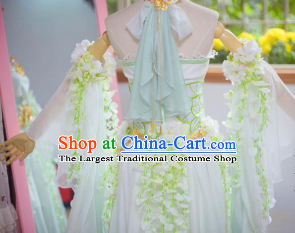 Chinese Flying Apsaras Dance White Dress Ancient Princess Peri Costume for Women