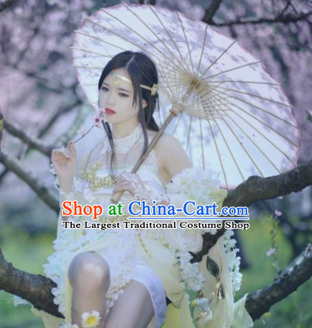 Chinese Cosplay Flowers Fairy Princess Short Dress Ancient Female Swordsman Knight Costume for Women
