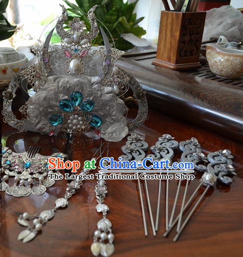 Traditional Chinese Classical Hairpins Hair Crown Ancient Princess Hanfu Hair Accessories for Women