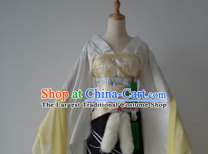 Chinese Cosplay Goddess Fairy Princess White Dress Ancient Female Swordsman Knight Costume for Women