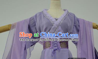 Chinese Cosplay Goddess Fairy Princess Purple Dress Ancient Female Swordsman Knight Costume for Women