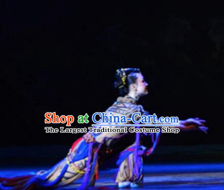 Chinese Tamrac Heaven Classical Dance Dress Stage Performance Costume and Headpiece for Women