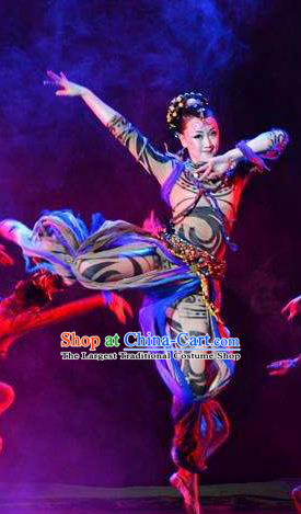 Chinese Tamrac Heaven Classical Dance Dress Stage Performance Costume and Headpiece for Women