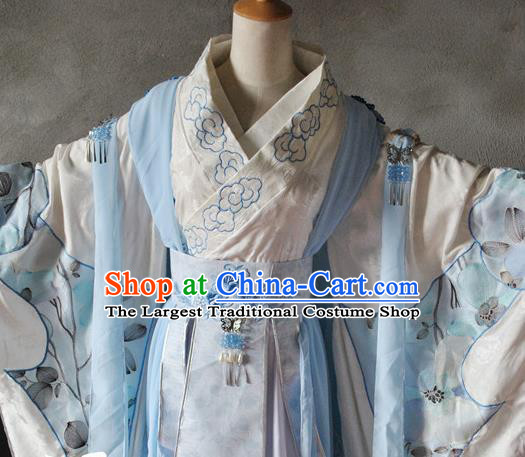 Chinese Cosplay Goddess Princess Embroidered Dress Ancient Female Swordsman Knight Costume for Women