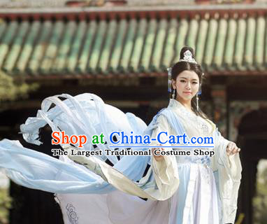 Chinese Cosplay Goddess Princess Embroidered Dress Ancient Female Swordsman Knight Costume for Women