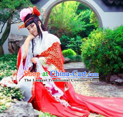 Chinese Cosplay Goddess Queen Wedding Red Dress Ancient Female Swordsman Knight Costume for Women