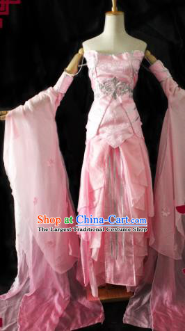 Chinese Cosplay Imperial Consort Pink Dress Ancient Female Swordsman Knight Costume for Women