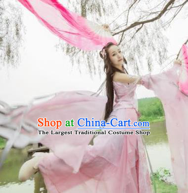 Chinese Cosplay Imperial Consort Pink Dress Ancient Female Swordsman Knight Costume for Women