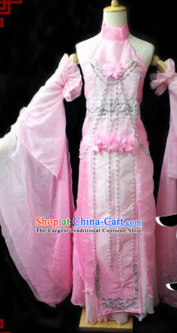 Chinese Cosplay Goddess Fairy Pink Dress Ancient Female Swordsman Knight Costume for Women
