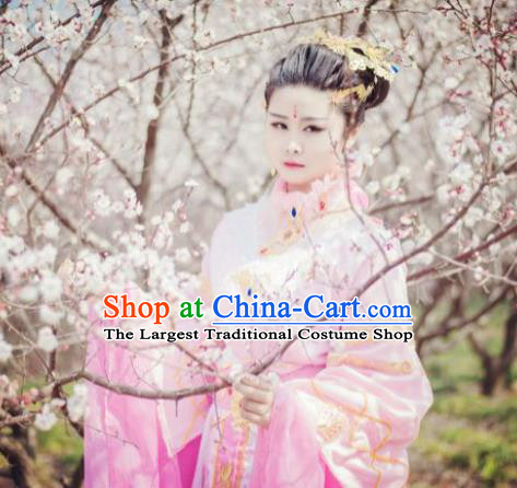 Chinese Cosplay Goddess Fairy Princess Pink Dress Ancient Female Swordsman Knight Costume for Women