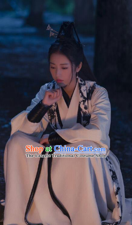 Ancient Chinese Song Dynasty Female Swordsman White Pink Hanfu Dress Drama Young Blood Infanta Zhao Jian Costumes for Women