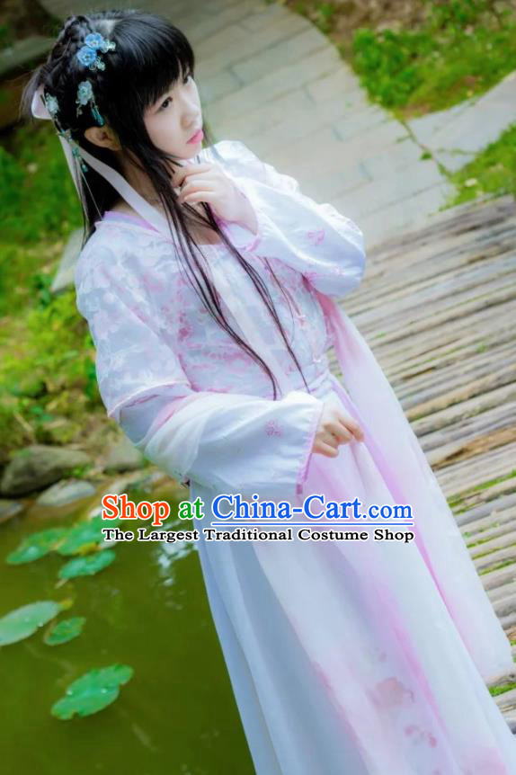 Chinese Cosplay Princess Pink Dress Ancient Female Swordsman Knight Costume for Women