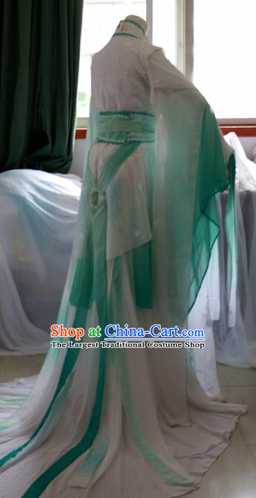 Chinese Cosplay Princess Green Dress Ancient Female Swordsman Knight Costume for Women