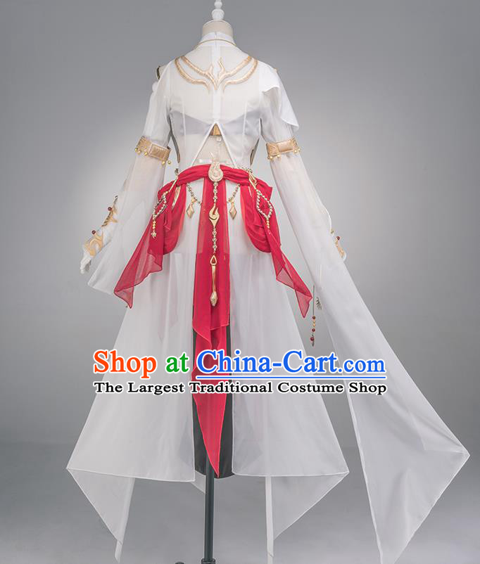 Traditional Chinese Cosplay Swordswoman Fairy White Dress Ancient Heroine Costume for Women