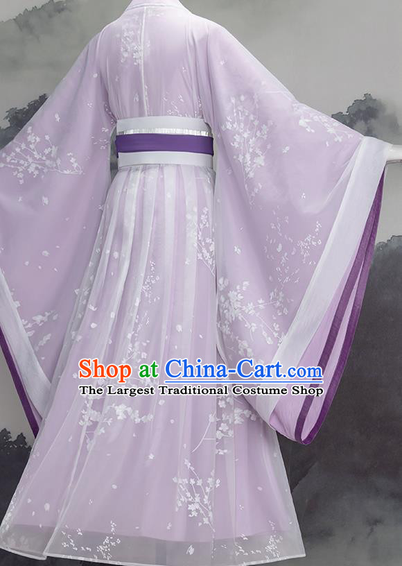 Traditional Chinese Cosplay Swordswoman Lilac Dress Ancient Princess Heroine Costume for Women