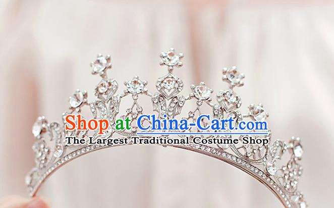 Top Grade Bride Beads Crystal Royal Crown Handmade Wedding Hair Accessories for Women