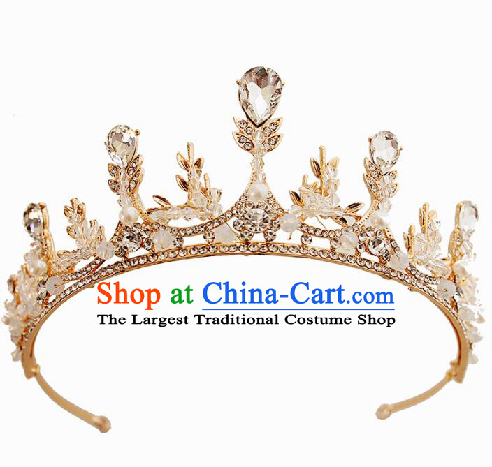 Top Grade Bride Zircon Crystal Royal Crown Handmade Wedding Hair Accessories for Women