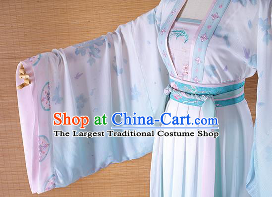 Traditional Chinese Cosplay Princess Light Blue Dress Ancient Court Lady Costume for Women