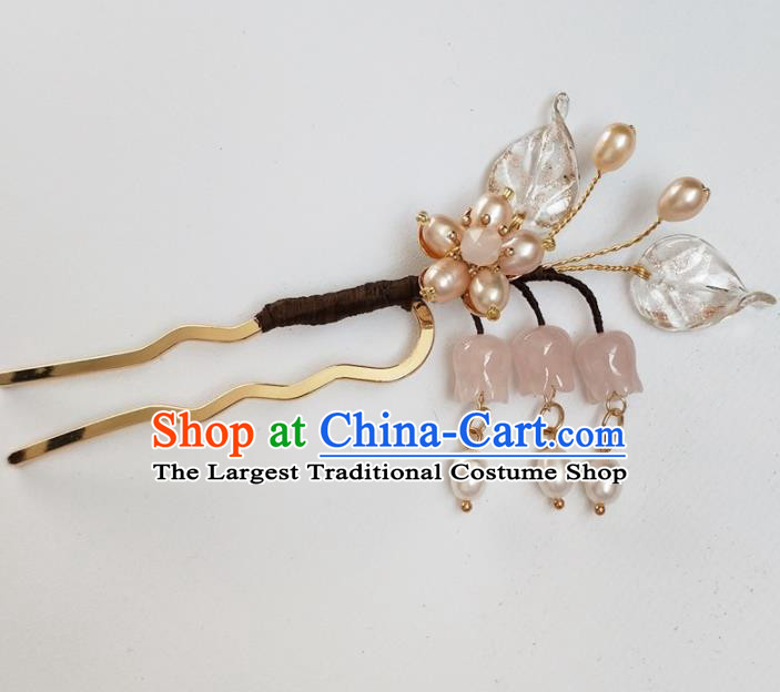 Traditional Chinese Hanfu Convallaria Majalis Tassel Hairpins Ancient Princess Hair Accessories for Women