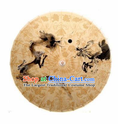 Chinese Handmade Oil Paper Umbrella Traditional Dragon Pattern Umbrellas