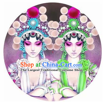 Chinese Handmade Printing Beijing Opera Purple Oil Paper Umbrella Traditional Umbrellas