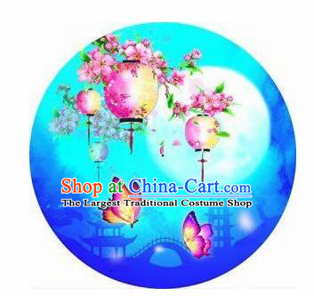 Chinese Handmade Printing Butterfly Lantern Blue Oil Paper Umbrella Traditional Umbrellas