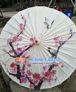 Chinese Handmade Printing Red Plum Blossom Oil Paper Umbrella Traditional Umbrellas