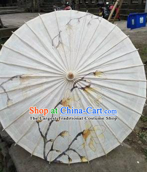 Chinese Handmade Ink Painting Yulan Magnolia Oil Paper Umbrella Traditional Umbrellas