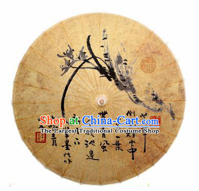 Chinese Handmade Ink Painting Orchid Oil Paper Umbrella Traditional Decoration Umbrellas