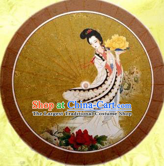 Chinese Handmade Printing Flower Goddess Oil Paper Umbrella Traditional Decoration Umbrellas