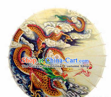 Chinese Handmade Printing Cloud Dragon Oil Paper Umbrella Traditional Decoration Umbrellas
