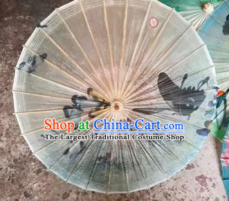 Chinese Handmade Ink Painting Butterfly Oil Paper Umbrella Traditional Decoration Umbrellas