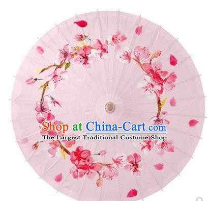 Chinese Classical Dance Printing Peach Handmade Pink Paper Umbrella Traditional Decoration Umbrellas
