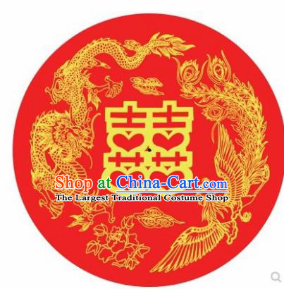 Chinese Classical Dance Printing Dragon Phoenix Handmade Wedding Red Paper Umbrella Traditional Decoration Umbrellas