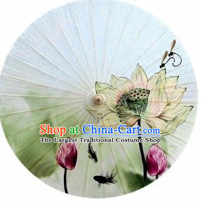 Chinese Classical Dance Printing Lotus Handmade Paper Umbrella Traditional Decoration Umbrellas