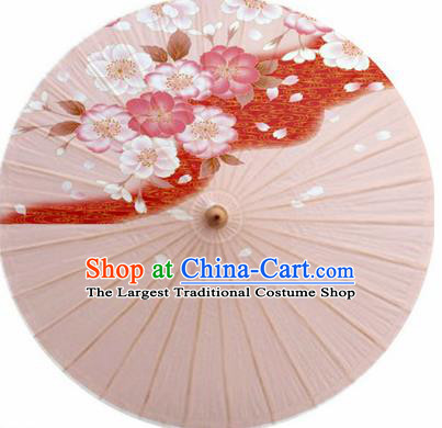 Japanese Handmade Printing Sakura Pink Oil Paper Umbrella Traditional Decoration Umbrellas