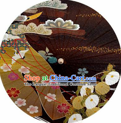 Japanese Handmade Printing Daisy Brown Oil Paper Umbrella Traditional Decoration Umbrellas