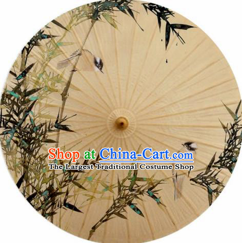 Chinese Classical Dance Ink Painting Bamboo Birds Handmade Paper Umbrella Traditional Decoration Umbrellas