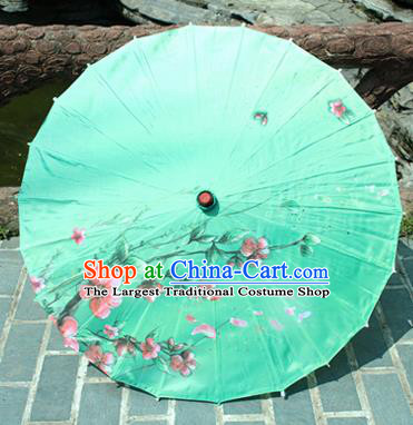 Handmade Chinese Classical Dance Printing Flower Green Paper Umbrella Traditional Cosplay Decoration Umbrellas