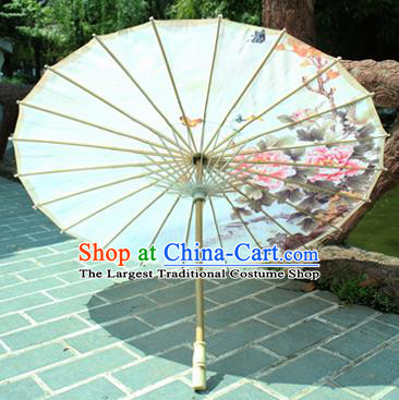 Handmade Chinese Classical Dance Printing Peony Butterfly Paper Umbrella Traditional Cosplay Decoration Umbrellas