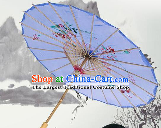 Handmade Chinese Classical Dance Printing Plum Purple Silk Umbrella Traditional Cosplay Decoration Umbrellas