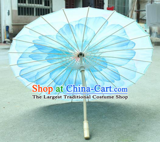 Handmade Chinese Classical Dance Printing Blue Peony Silk Umbrella Traditional Cosplay Decoration Umbrellas