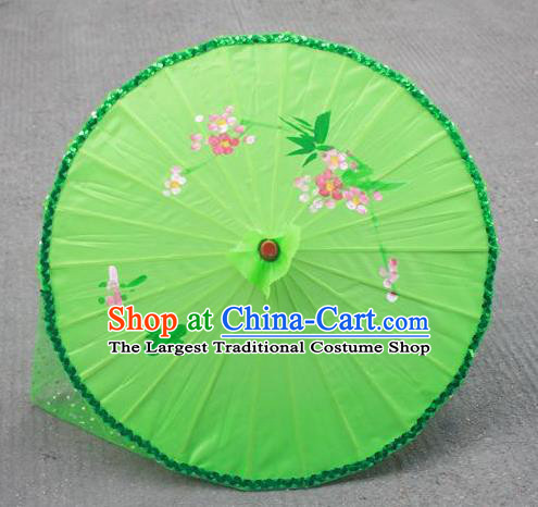 Handmade Chinese Green Veil Silk Umbrella Traditional Classical Dance Decoration Umbrellas