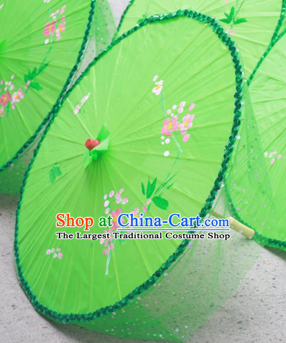 Handmade Chinese Green Veil Silk Umbrella Traditional Classical Dance Decoration Umbrellas