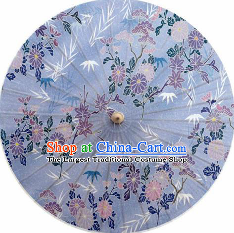 Japanese Handmade Printing Daisy Blue Oil Paper Umbrella Traditional Decoration Umbrellas