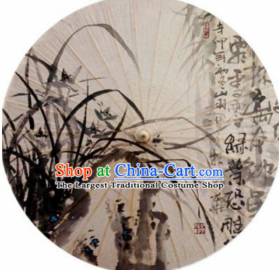 Chinese Classical Dance Handmade Ink Painting Orchid Paper Umbrella Traditional Decoration Umbrellas