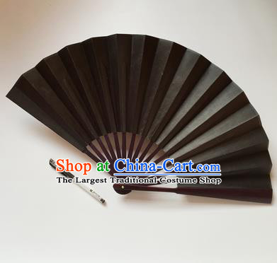 Chinese Handmade Black Silk Fans Accordion Fan Traditional Decoration Folding Fan