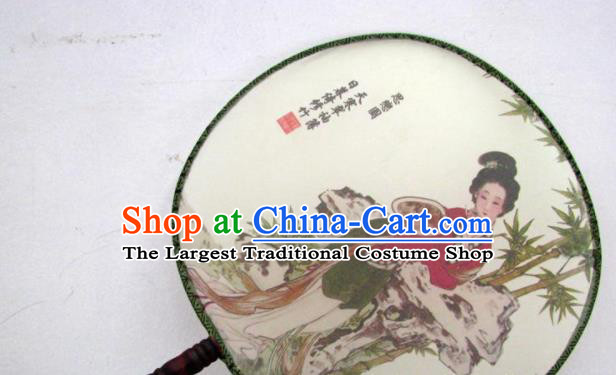 Handmade Chinese Classical Painting Beauty Silk Round Fan Traditional Hanfu Palace Fans