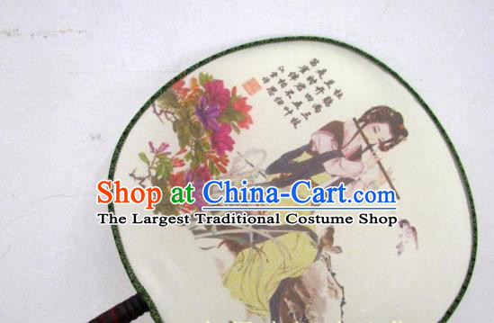 Handmade Chinese Classical Painting Silk Round Fan Traditional Hanfu Palace Fans